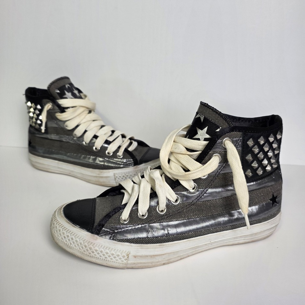 Converse Flag Punk High Top Shoes Womens 8.5 Skater Grunge Studded Y2k